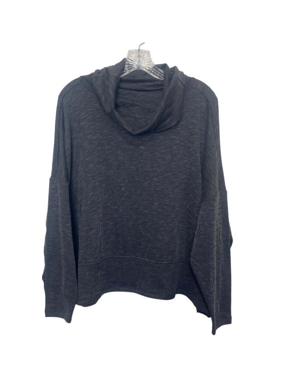 89th & Madison Cowl Neck Ribbed Pullover Shirt Womens Small Black New Warm